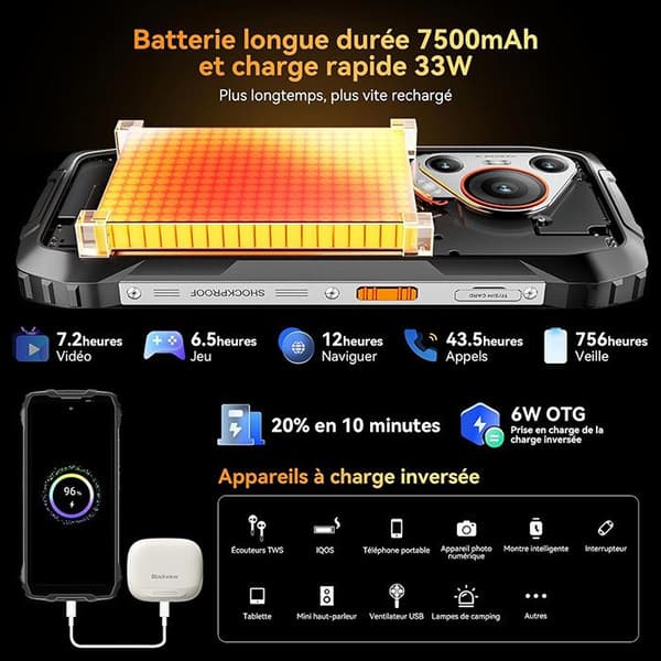 Of course! Here is the translation to Swedish (SV): 'Tålig 5G-mobiltelefon Blackview BL7000 24GB+512GB 6.78" 120Hz 7500mAh 50MP Android 14, NFC, IP68