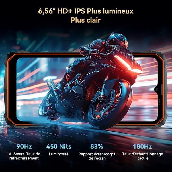 Oscal MARINE 1 Mobiltelefon Slitstark 12Go+128Go-SD 2To 6.56" 90Hz Gemini AI 2.0 5100mAh Android 15 Dubbel SIM 4G GPS - Svart