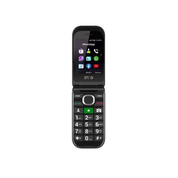 SPC JASPER 2 4G – Senior mobiltelefon med WhatsApp, hörapparatkompatibel, SOS-knapp och laddningsvagga.