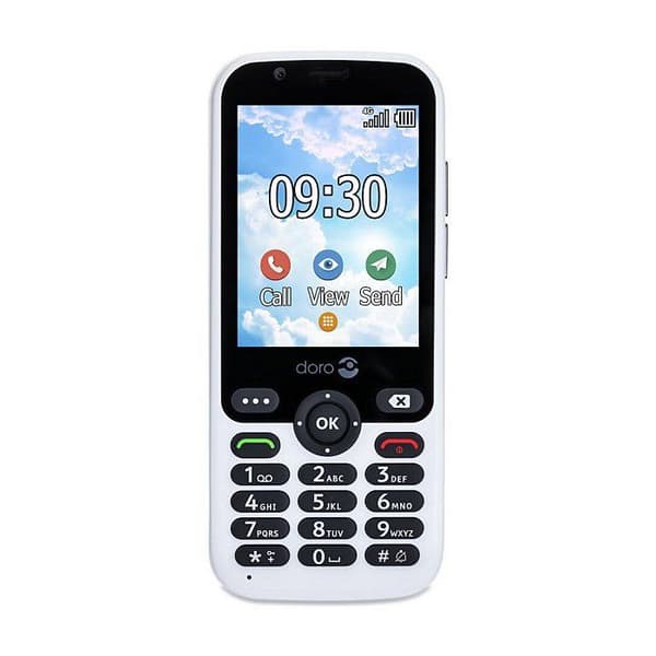 Mobiltelefon DORO 7010 - 4G LTE - MicroSD-kortplats - GSM - 320 x 240 pixlar - 3 MP - Vit Vit