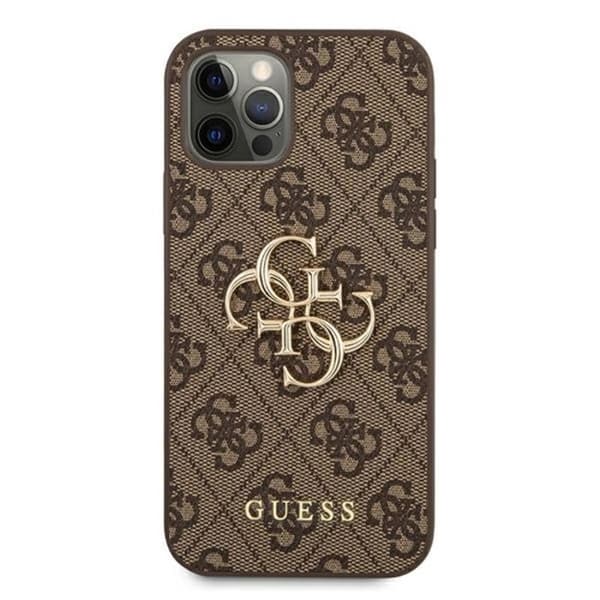 Guess 4G Big Metal Logo - Fodral för iPhone 12 / iPhone 12 Pro (Brun)