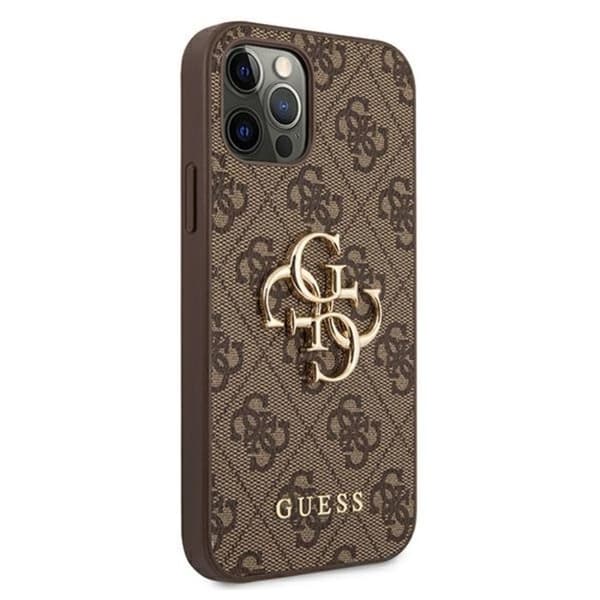 Guess 4G Big Metal Logo - Fodral för iPhone 12 / iPhone 12 Pro (Brun)