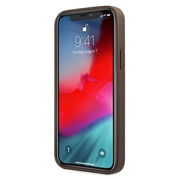 Guess 4G Big Metal Logo - Fodral för iPhone 12 / iPhone 12 Pro (Brun)