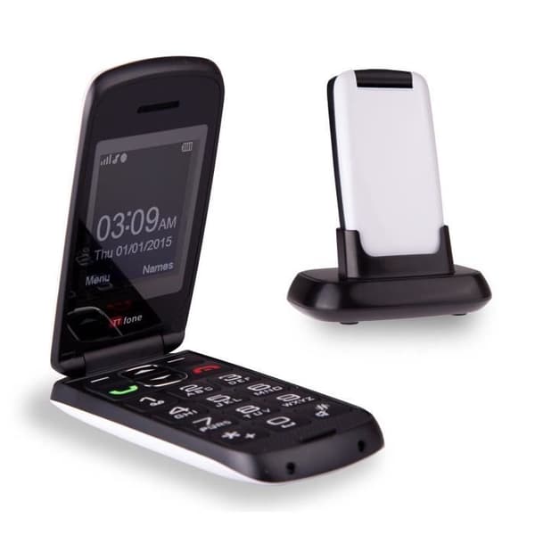 TTfone Star- Lätt att använda Flip &amp; Big Keys mobiltelefon utan SIM-kort (vit)