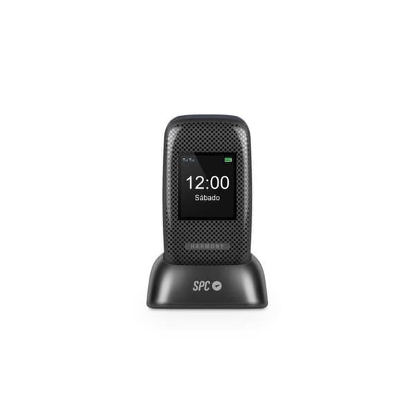 SPC Harmony - Mobiltelefon för seniorer, stora knappar, SOS-knapp, direktminnen, laddningsbas, svart