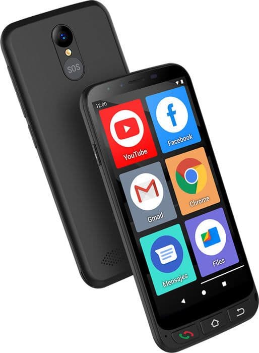SPC ZEUS 4G PRO + Fodral – Senior Smartphone 4/64GB, enkelt läge med stora ikoner, SOS-knapp, Smart Hjälp, Android, laddningsbas