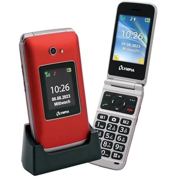 Mobiltelefon - OLYMPIA - Vitus 2G - Fällbar - Stora knappar - Kompatibel med hörapparater