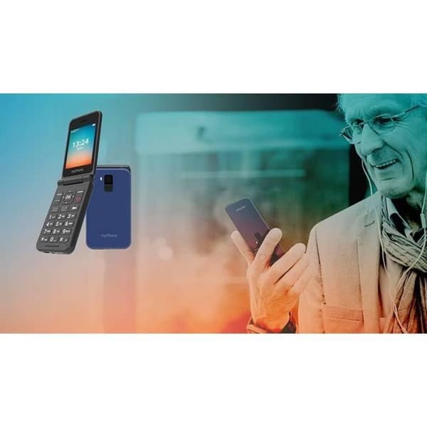myPhone Flip LTE Fällbar Mobiltelefon för Seniorer Nödkontakt 4G Volte Stort Batteri 1000 mAh upp till 6 Dagar utan Laddning