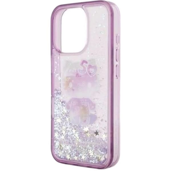 Hello Kitty Flytande Glitter 50-årsjubileum Festväskan för iPhone 16 Pro Max 6,9" Lila - HKHCP16XL50PPU