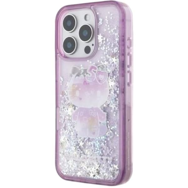 Hello Kitty Flytande Glitter 50-årsjubileum Festväskan för iPhone 16 Pro Max 6,9" Lila - HKHCP16XL50PPU