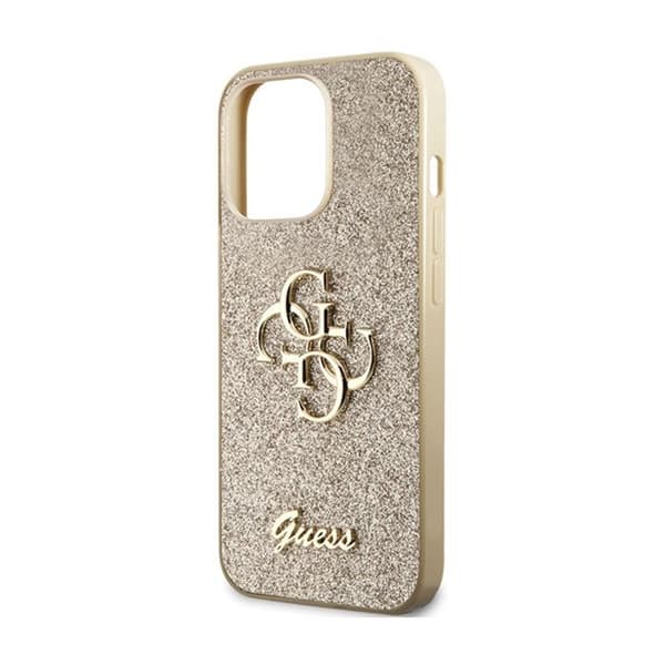 Guess Glitter Script Big 4G - iPhone 13 Pro Max-fodral (guld)