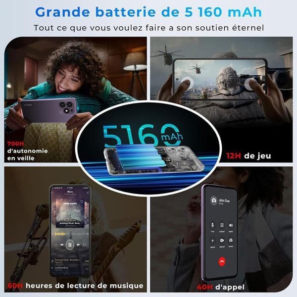 Smartphone - HOTWAV - Note 13 Max - Presenter till Mors- och Farsdag - Skärm 6,8" - 6+256Go - 48MP kamera - 5160mAh - Android 14 - Svart