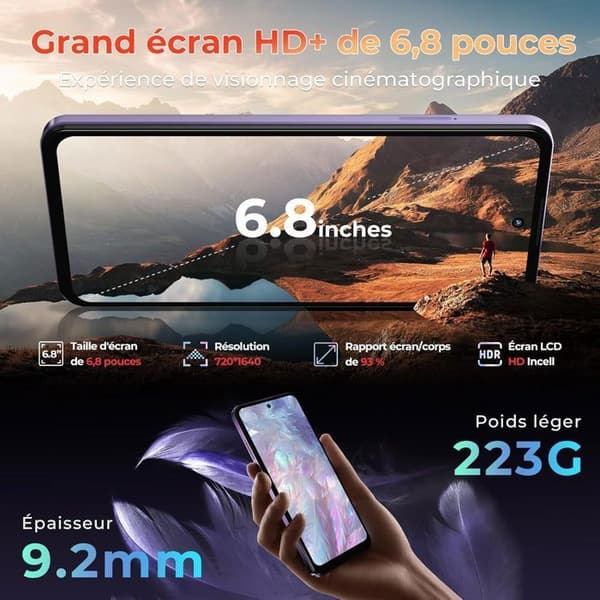 Smartphone - HOTWAV - Note 13 Max - Presenter till Mors- och Farsdag - Skärm 6,8" - 6+256Go - 48MP kamera - 5160mAh - Android 14 - Svart