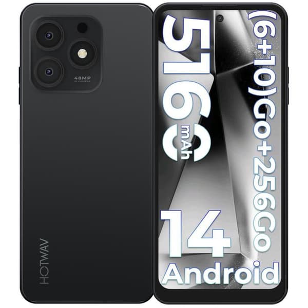 Smartphone - HOTWAV - Note 13 Max - Presenter till Mors- och Farsdag - Skärm 6,8" - 6+256Go - 48MP kamera - 5160mAh - Android 14 - Svart