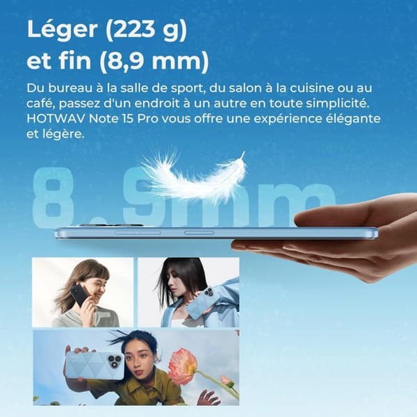 Smartphone - HOTWAV - Note 15 Pro - Gåvor För Mors Dag|Fars Dag - Skärm 6,6" HD+ - 4+128Go - 5160mAh-Indigo