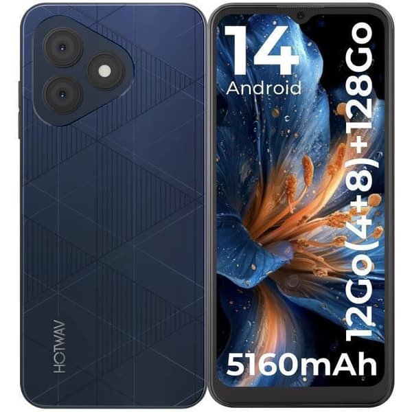 Smartphone - HOTWAV - Note 15 Pro - Gåvor För Mors Dag|Fars Dag - Skärm 6,6" HD+ - 4+128Go - 5160mAh-Indigo
