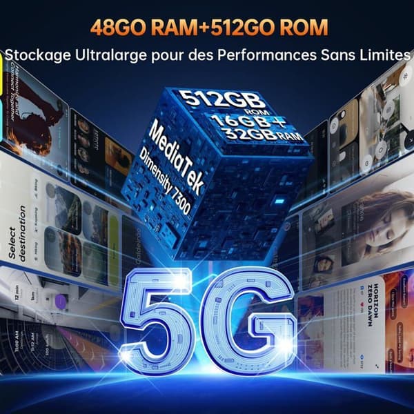 OUKITEL WP100 Titan Oförstörbar 5G Telefon Med Projektor 100-lumen, 33000mAh 48Go+512Go 6.8" 120Hz 200MP Robust Smartphone NFC