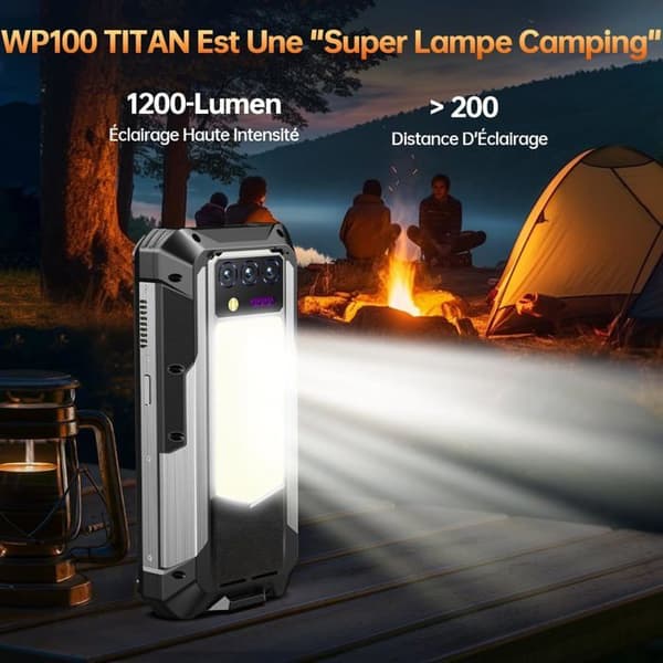 OUKITEL WP100 Titan Oförstörbar 5G Telefon Med Projektor 100-lumen, 33000mAh 48Go+512Go 6.8" 120Hz 200MP Robust Smartphone NFC