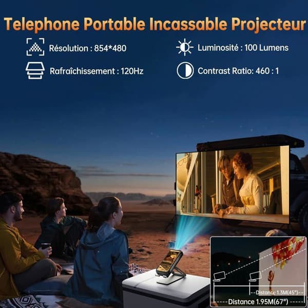 OUKITEL WP100 Titan Oförstörbar 5G Telefon Med Projektor 100-lumen, 33000mAh 48Go+512Go 6.8" 120Hz 200MP Robust Smartphone NFC