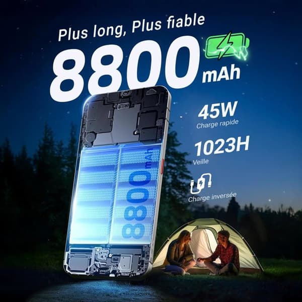 OUKITEL WP200 Pro 5G Okross Smartphones 72Go+1To 6.7'' Android 15 Robust 108MP med Avtagbara Klocka WiFi6/NFC, Svart