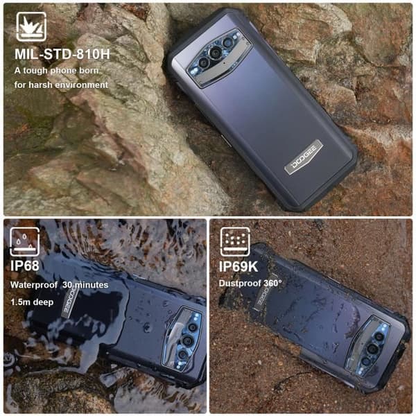 Telefón Mobil DOOGEE V30T, 10800mAh(66W), 20Go+256Go-2To, Stöttålig Smartphone, Ficklampa, 6.58", 108MP+20MP Natt Vision Svart