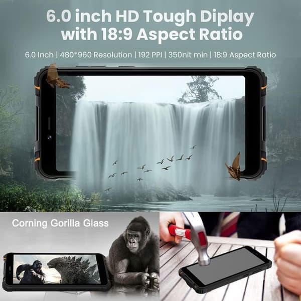 Okrossbar bärbar smartphone - HOTWAV T5 Pro- Android 12 - 7500mAh - 4GB+32GB 13MP + 5MP Dual SIM 4G- REFURBISHED