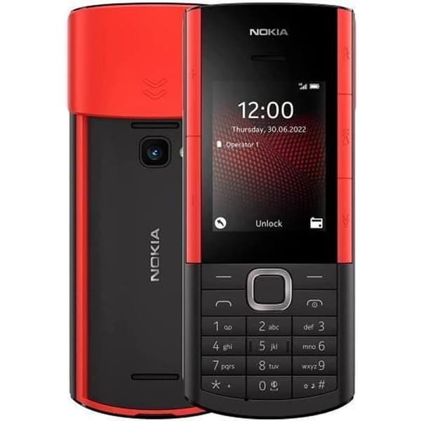 NOKIA 5710 XpressAudio basic/senior mobil i svart/röd färg med 2,4" VGA-skärm, 240 x 320 pixlar, 48MB RAM + 128MB Svart