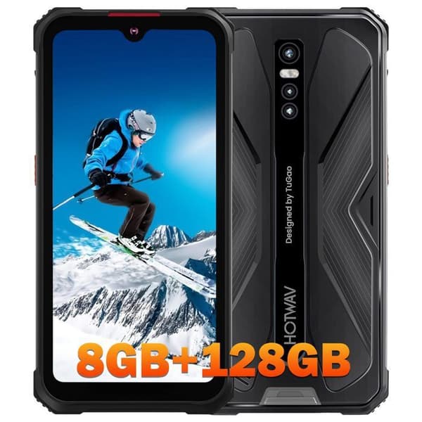 Smartphone Robuste HOTWAV Cyber 9 Pro - 8Go+128Go Skärm 6.3" 7500mAh 48MP - IP68 Vattentät Telefon - NFC GPS Dubbel SIM 4G - Svart