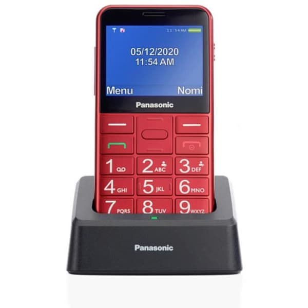 Panasonic KX-TU155 Senior SIM-mobiltelefon, 2,4" skärm, 32 GB minne, nödknapp, laddstation, svart Röd
