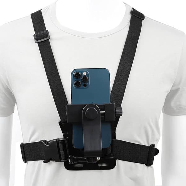 Pellking Bröstsele för mobiltelefon med klipp för actionkamera POV för Samsung iPhone Plus, etc.