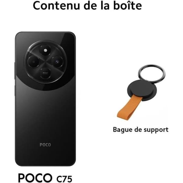 Smartphone POCO C75 6GB 128GB Grön, 2.0GHz, 6.88-tums skärm, Dubbel AI-kamera på 50MP, 5160mAH batteri, Fransk version 2 år av