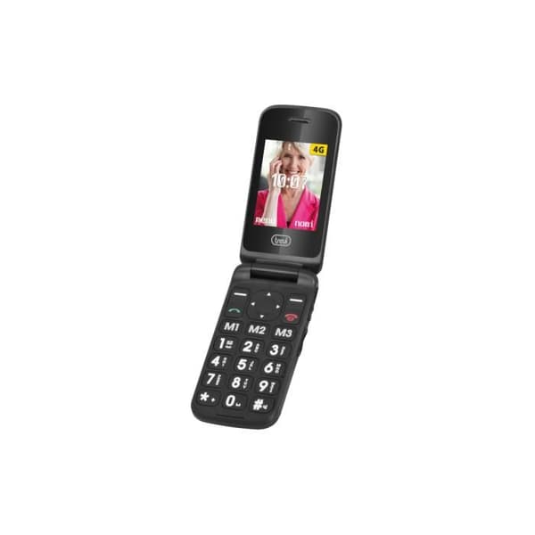 TELEFON TREVI FLEX PLUS 90 4G FLIP SENIOR TELEFON DUBBELSKÄRM SVART Svart