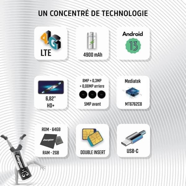 Smartphone Energizer U683S 6.8'' 4G Batteri på 4900mAh