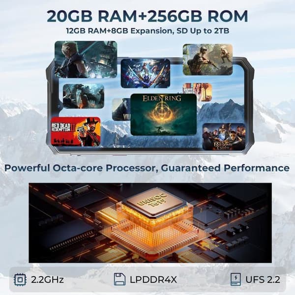 Hotwav Cyber 13 Pro 20Go+256Go 10800mAh 6,6" FHD+ 64MP, IP68 Vattentålig/NFC/OTG/GPS Dubbel SIM 4G, Orange