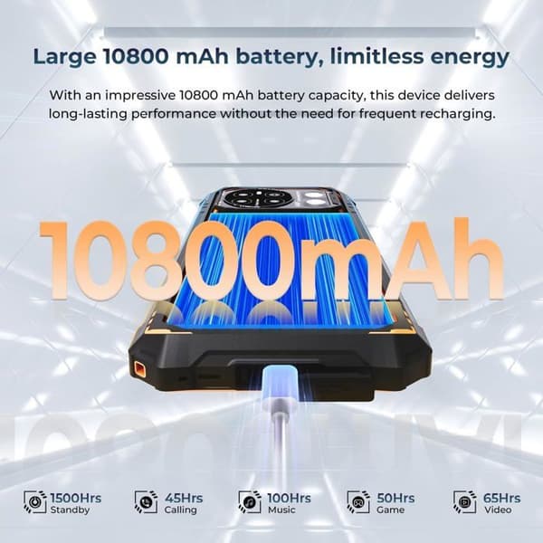Hotwav Cyber 13 Pro 20Go+256Go 10800mAh 6,6" FHD+ 64MP, IP68 Vattentålig/NFC/OTG/GPS Dubbel SIM 4G, Orange