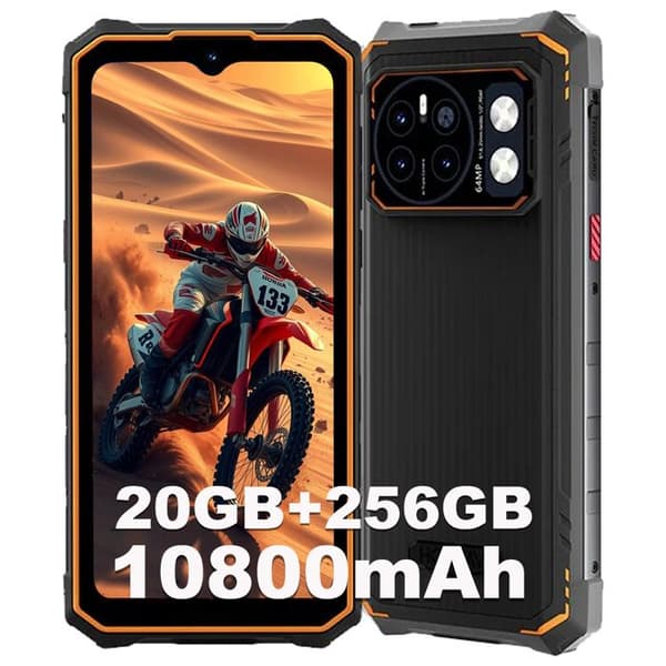 Hotwav Cyber 13 Pro 20Go+256Go 10800mAh 6,6" FHD+ 64MP, IP68 Vattentålig/NFC/OTG/GPS Dubbel SIM 4G, Orange