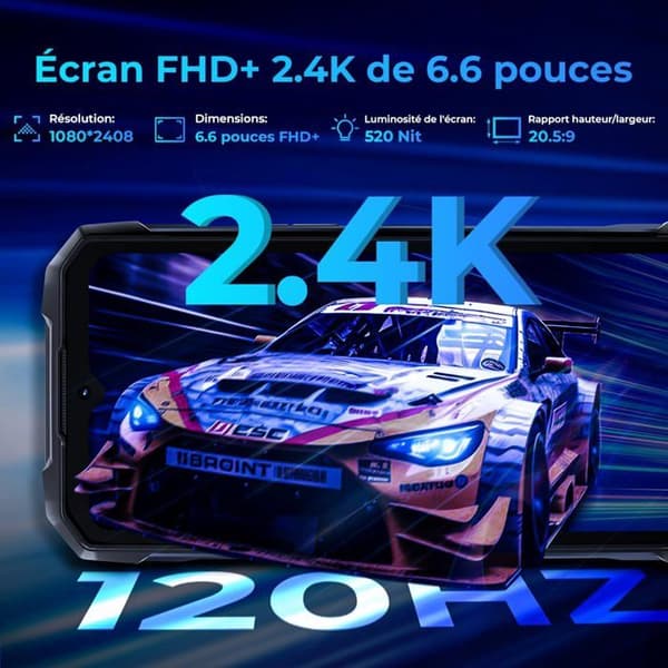 HOTWAV Hyper 7 Pro 5G Mobiltelefon Stöttålig 36Go+256Go Robust Smartphone 10800mAh 200MP 120Hz 6.6"FHD+ NFC Android14, Röd