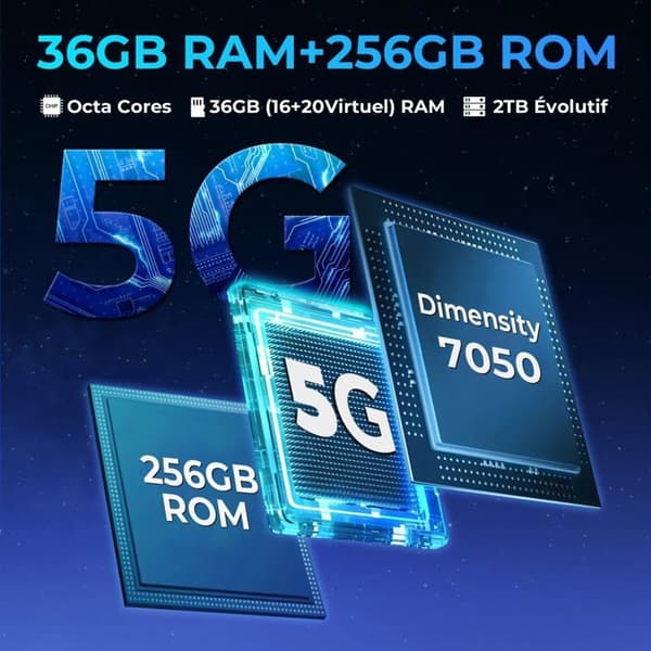 HOTWAV Hyper 7 Pro 5G Mobiltelefon Stöttålig 36Go+256Go Robust Smartphone 10800mAh 200MP 120Hz 6.6"FHD+ NFC Android14, Röd