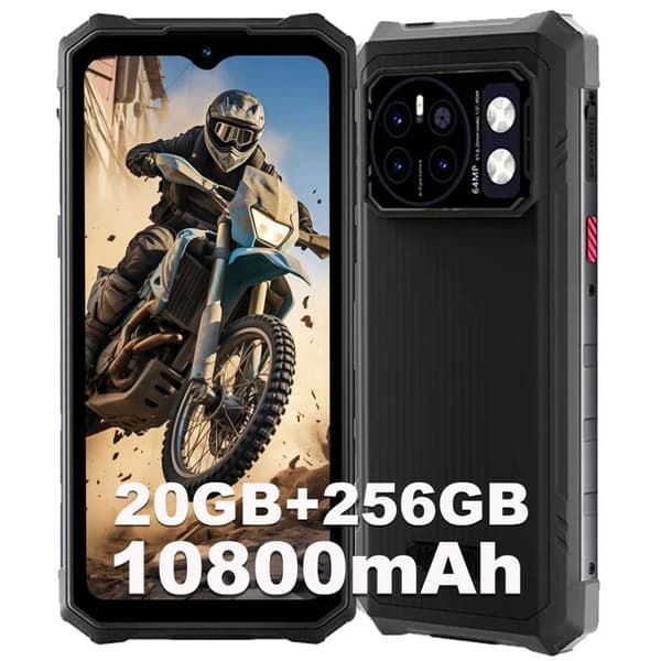 Mobiltelefon Incassable HOTWAV Cyber 13 Pro 20Go+256Go 10800mAh 6,6" FHD+ 64MP, IP68 Vattentålig /NFC/OTG/GPS Dubbel SIM 4G - Svart