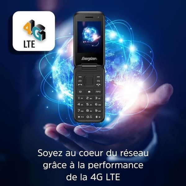 Klapptelefon E282SC - 4G LTE - Batteri 1400 mAh - Dubbel Nano SIM - 3 års garanti - Svart - O låst - Kamera 2MP