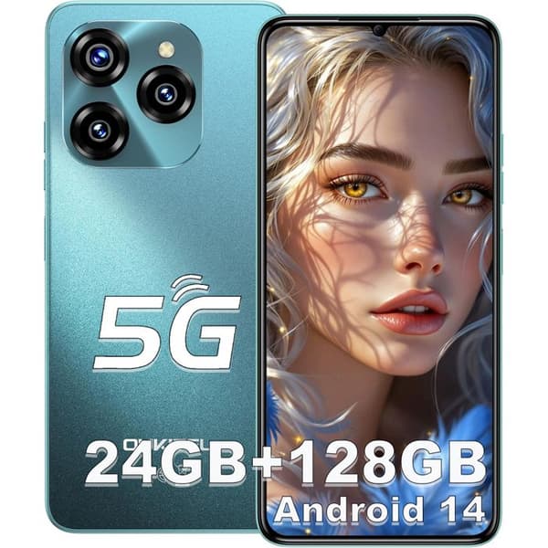 OUKITEL C50 Billiga 5G Smartphones, 24Go+128Go/1To 6,8"HD+/90Hz 50MP Android 14 Mobiltelefon 5150mAh Dubbel SIM 5G GPS - Grön
