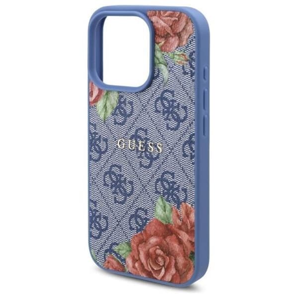 Guess 4G Blomstertryckt Hårdskal med MagSafe för iPhone 16 Pro 6.3" Blå - GUHMP16LP4ROPEMCB