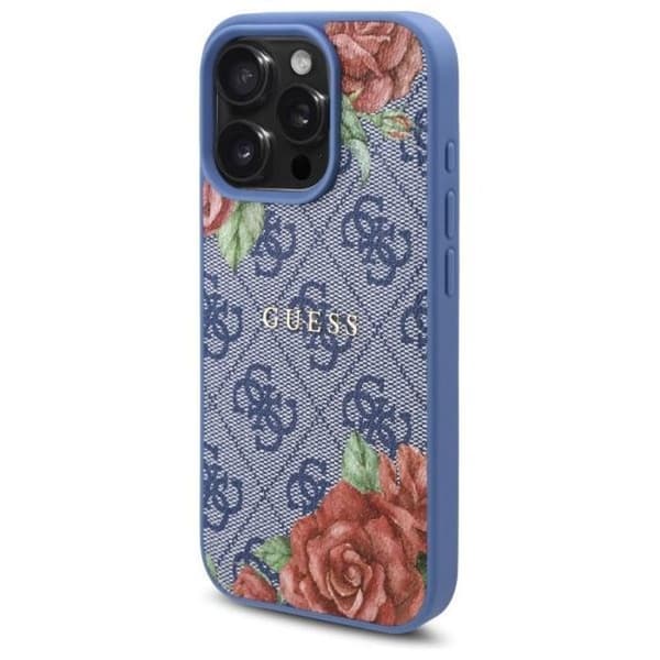 Guess 4G Blomstertryckt Hårdskal med MagSafe för iPhone 16 Pro 6.3" Blå - GUHMP16LP4ROPEMCB