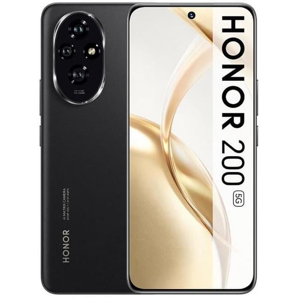 HONOR 200 5G 12GB 512GB Svart 6,7” AMOLED 120Hz Snapdragon 7 Gen 3 5200mAh Snabbladdning 100W Smartphone Svart