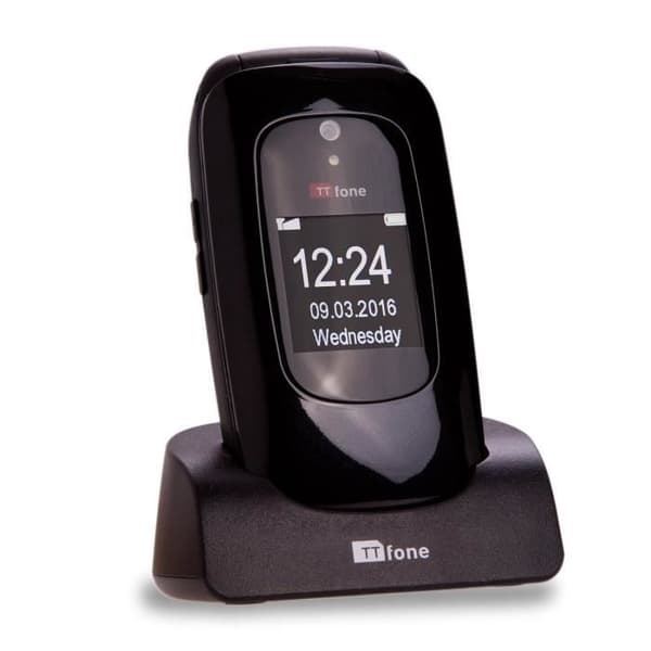 TTfone Lunar Simple Big Button Mobiltelefon - Snygg Fodral-Flip Design Svart