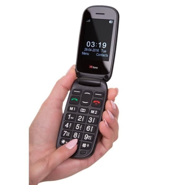 TTfone Lunar Simple Big Button Mobiltelefon - Snygg Fodral-Flip Design Svart