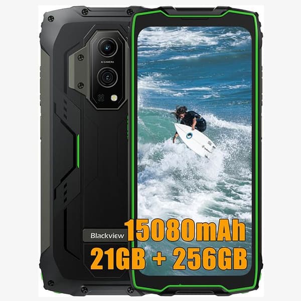 Blackview BV9300 Unbreakable Mobiltelefon - Grön - 12GB+256GB - 15080mAh - 50MP - Face ID - Dual SIM