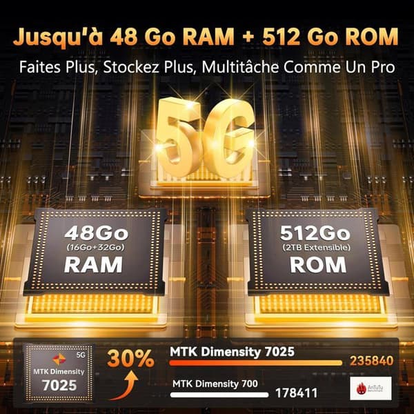 OUKITEL WP55 Pro 5G Telefon Portabel Inkasbar Android 15 - 48Go+512Go 120Hz 6.6"FHD+ 2.4K 108MP 11000mAh 33W NFC/OTG, Orange