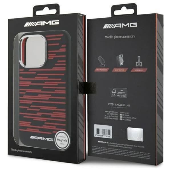 Mercedes Benz AMG Silikon Grafik Fodral med MagSafe för iPhone 16 Pro Max 6,9" Svart - AMHMP16X24SSRRK