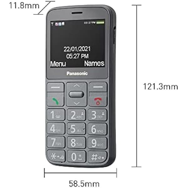 Mobiltelefon - PANASONIC - KX-TU160EXG - SOS-knapp - Stora bakgrundsbelysta knappar - 2,4 tum skärm